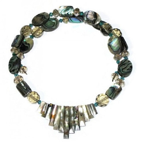 Abalone Fan Choker and Earring Set