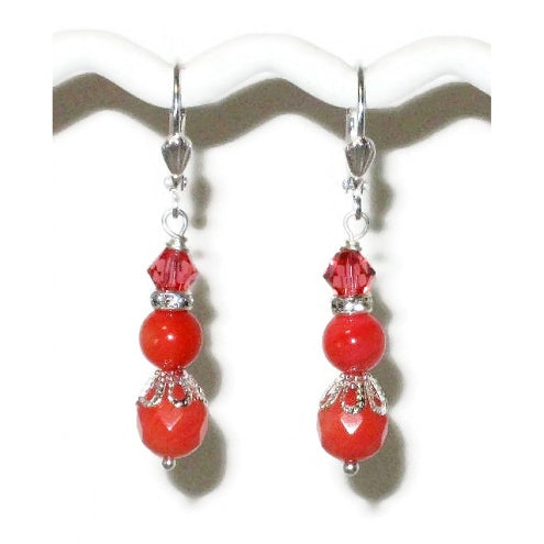 Coral Bridesmaid Drop Earrings