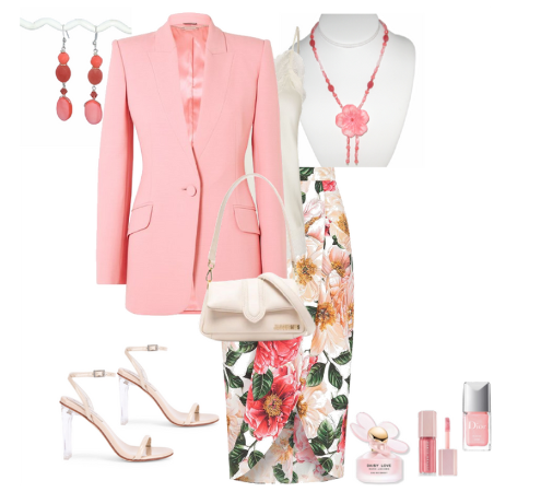 Coral Pink Blossom Necklace with Mother-of-Pearl Flower Pendant