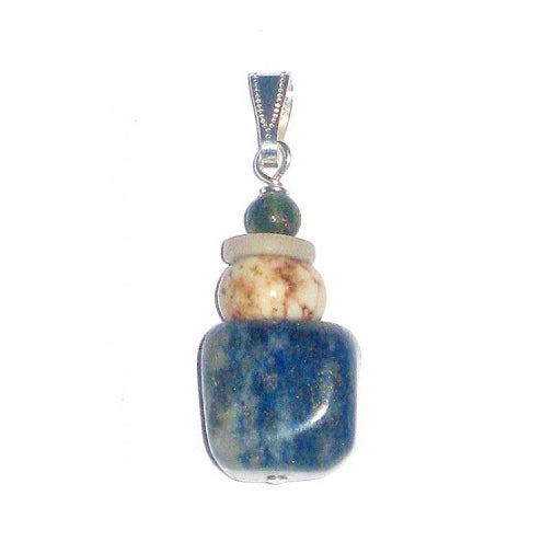 Blue, Grey, Off-White and Blue Sodalite and Magnesite Men's Pendant