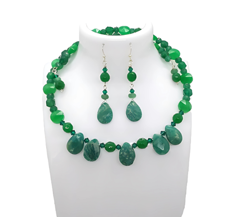 Green Choker Set with Amazonite Teardrop Beads