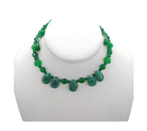 Green Choker Set with Amazonite Teardrop Beads