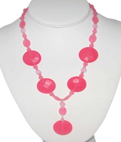 Hot Pink Statement Necklace with Drop Pendant