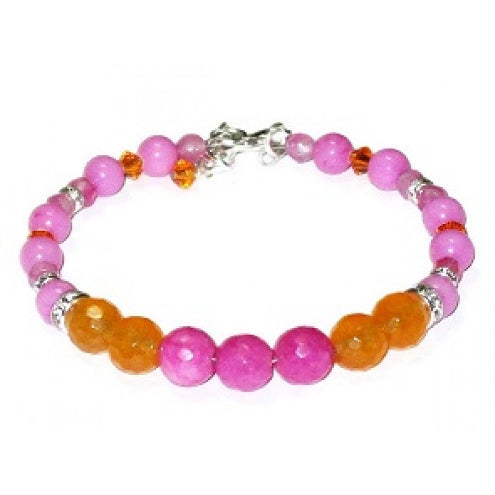 Hot Pink and Orange Semi-Precious Bridesmaid Bracelet