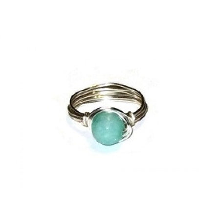 Sea Green Jade Wire-Wrapped Ring