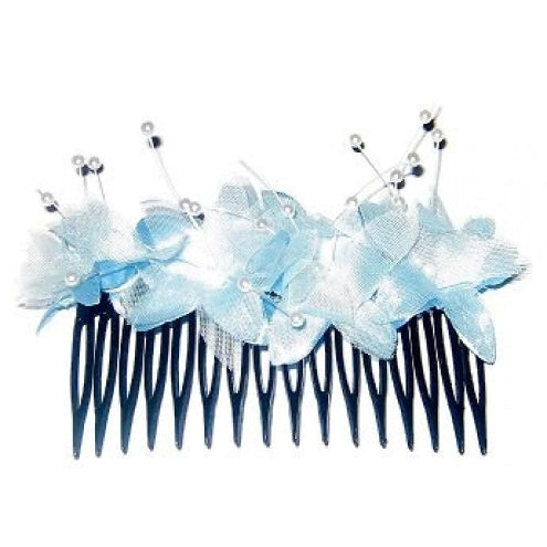 Powder Blue Flower Comb