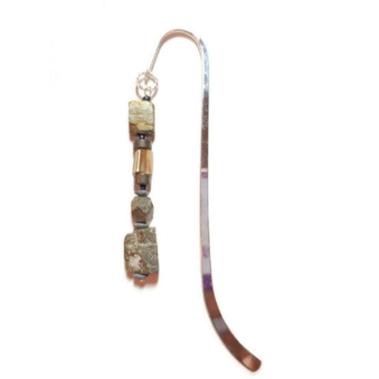 Decorative bookmark with gemstone beads on a white background