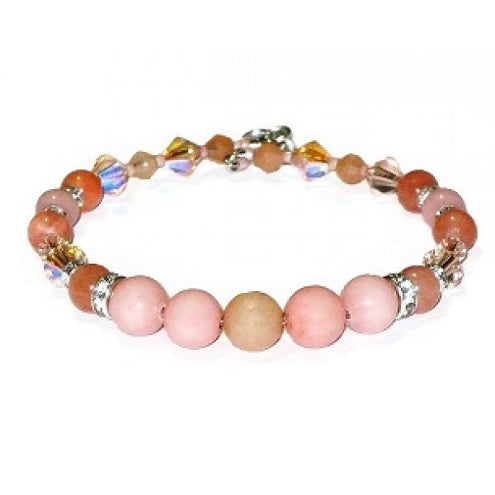 Peach Semi-Precious and Crystal Bridesmaid Bracelet