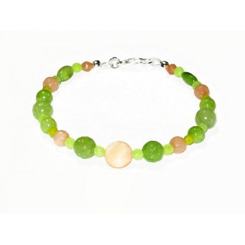 Peach, Lime Green and Chartreuse Bracelet