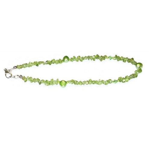 Peridot Chip Beaded Ankle Bracelet