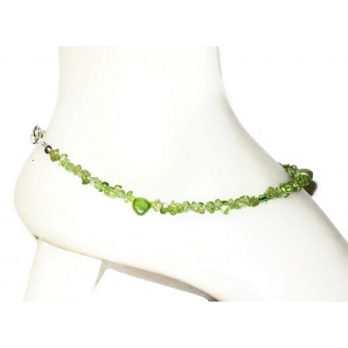 Peridot Chip Beaded Ankle Bracelet
