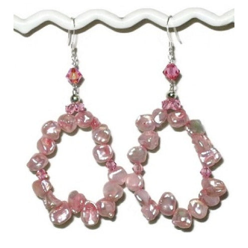 Pink Keshi Pearl Hoop Earrings