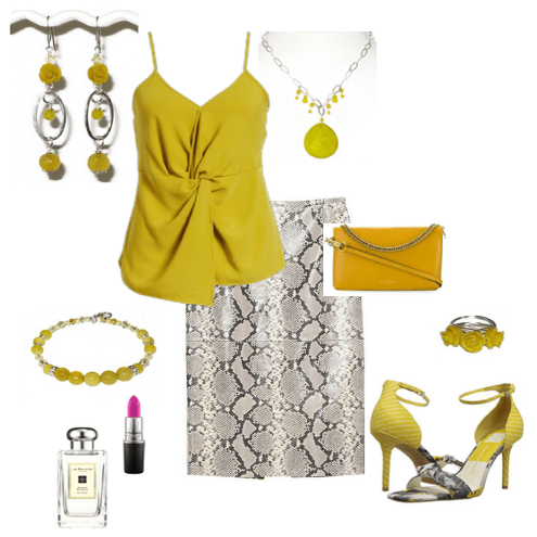 Yellow Sterling Silver Chain Necklace with Faceted Briolette Quartz Pendant