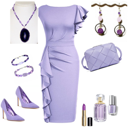 Purple Necklace with Agate Pendant