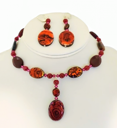 Cranberry, Burgundy, and Ruby Red Choker Set