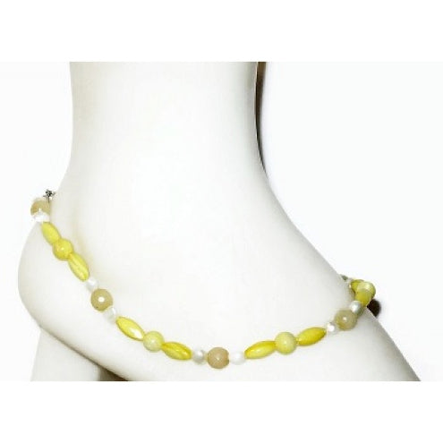 Yellow Beaded Ankle Bracelet