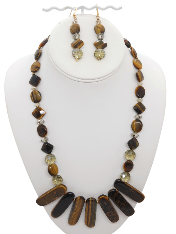 Tiger Eye and Champagne Necklace Set