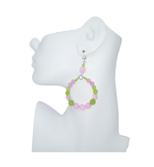 Pink and Lime Green Hoop Earrings