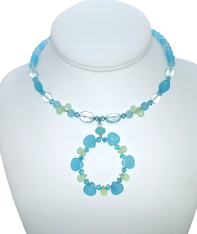 Aqua, Peruvian Blue, and Light Celery Green Choker