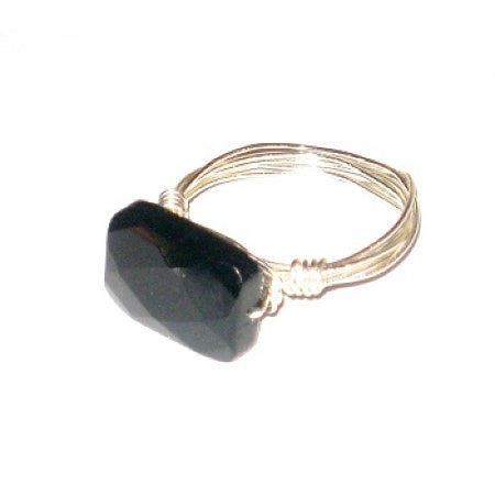 Black Faceted Onyx Ring