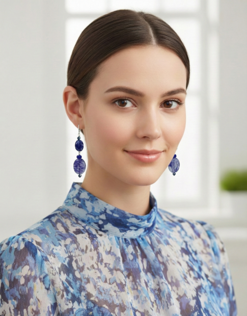 Blueberry Quartz Dangle Earrings