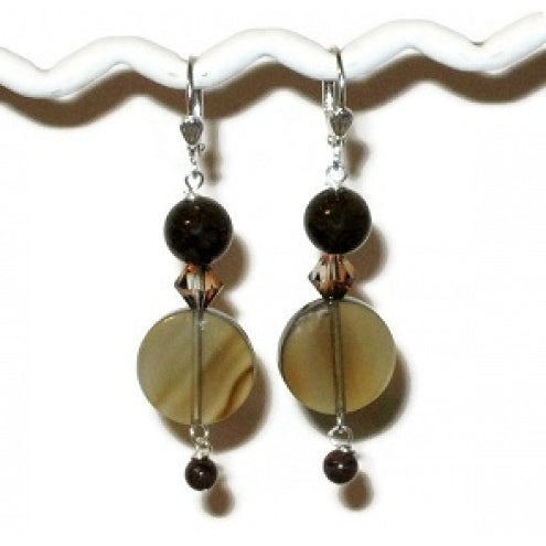 Brown Jade and Agate Earrings