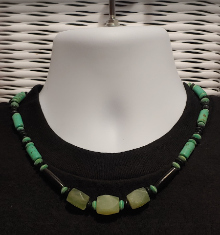 Celery Green, Black, and Beige Men's Necklace