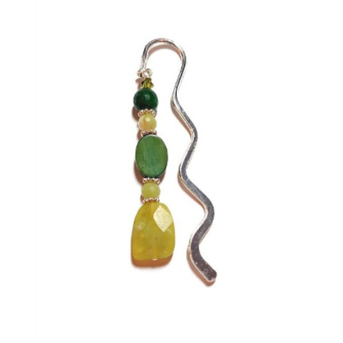 Olive and Forest Green Beaded Bookmark