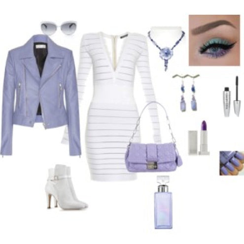 Lavender Blue Necklace with Mother-of-Pearl Flower Pendant
