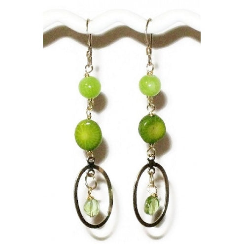 Lime Green and Gold-Filled Earrings