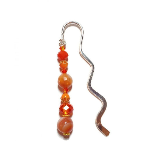 Light and Dark Orange Beaded Bookmark
