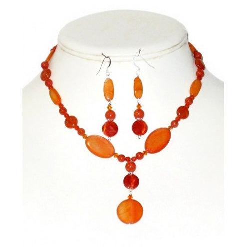 Orange Necklace and Earring Set