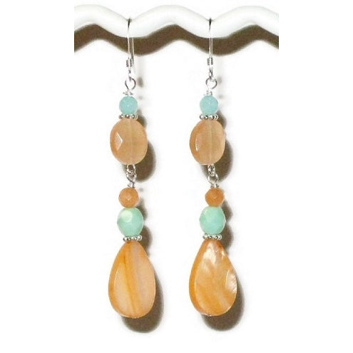 Peach, Mint Green and Aqua Earrings