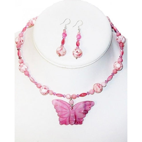 Rose Pink Choker and Earring Set
