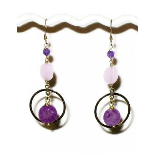 Purple and Gold Filled Earrings