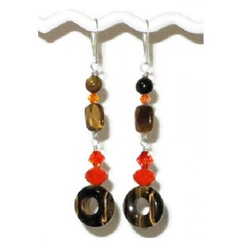 Tiger Eye and Orange Choker Set with Matching Earrings