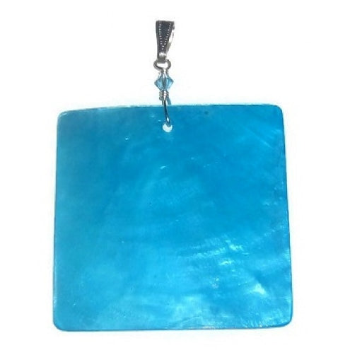 Turquoise Square Capiz Pendant with Bicone Swarovski Crystal