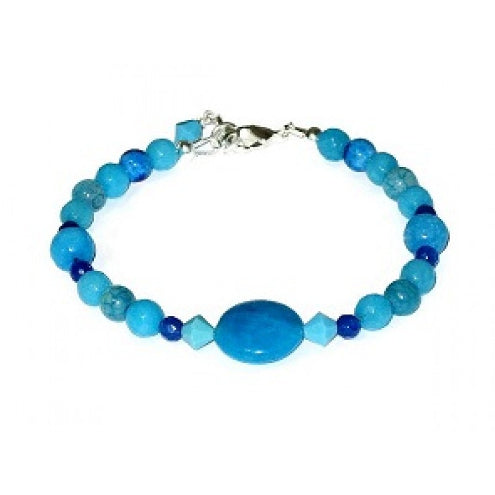 Turquoise, Dark Sapphire and Sky Blue Beaded Bracelet
