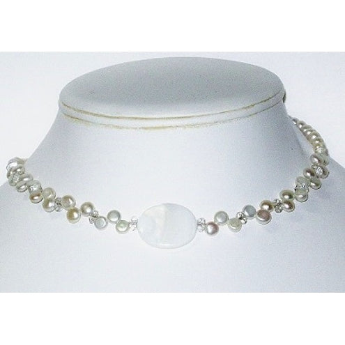 White Bridal Choker with Oval Center Piece