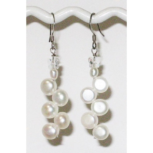 White Dancing Pearl Bridal Earrings