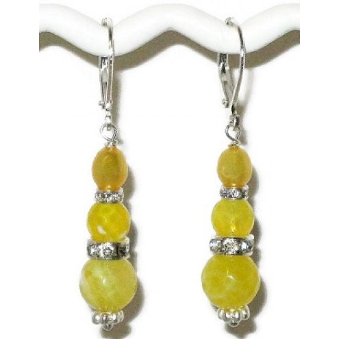 Yellow Agate and Freshwater Pearl Bridesmaid Earrings
