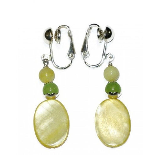Yellow and Celery Green Clip-on Earrings