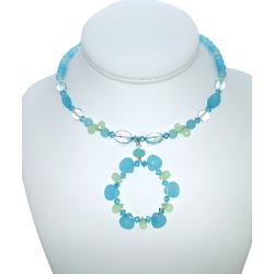  Aqua, Peruvian Blue, and Light Celery Green Choker