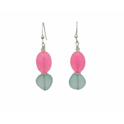Delicate Hot Pink and Aqua Drop Earrings 