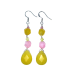 Pink and Yellow Beaded Dangle Earrings