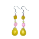 Pink and Yellow Beaded Dangle Earrings