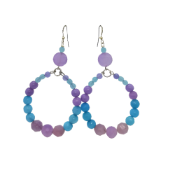 Sky Blue and Lavender Purple Hoop Earrings