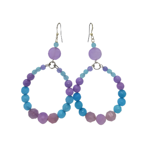 Sky Blue and Lavender Purple Hoop Earrings