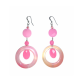 Pink Agate Dangle Hoop Earrings