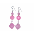 Pink Jade and Crystal Earrings